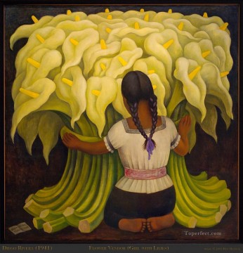 Girl with Lilies Diego Rivera Oil Paintings